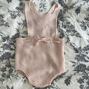 Crochet romper, light pink, condor, 1 month